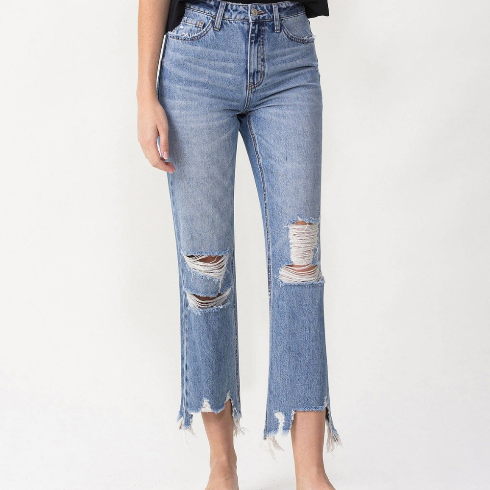 Women's Blue Distressed Jeans